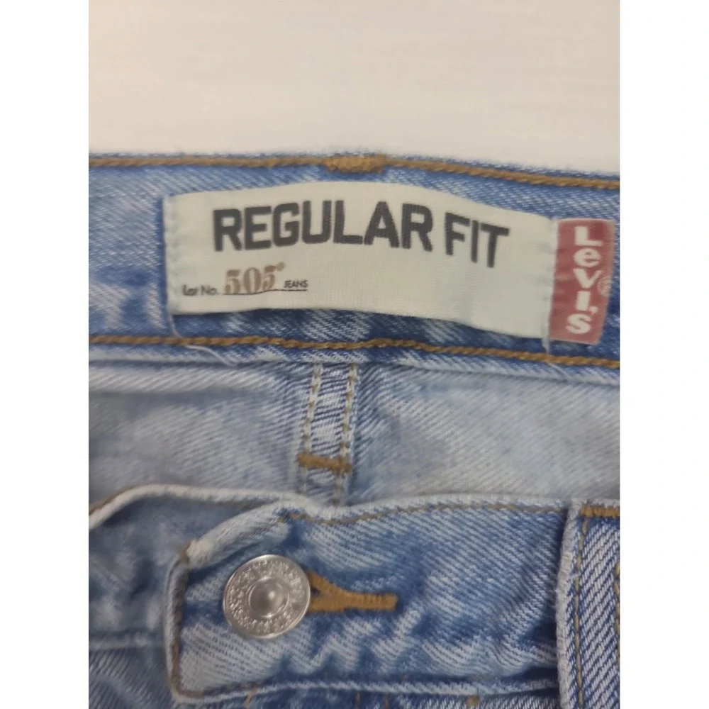 Mens 505 Levis 30x32 Lt Wash Reg Fit Straight Leg Distressed Workwear Grunge vtg